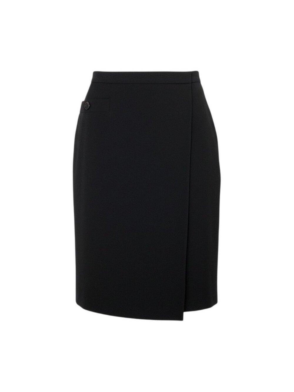 Chanel Knee Length Skirt CC Logo Black Wool 38